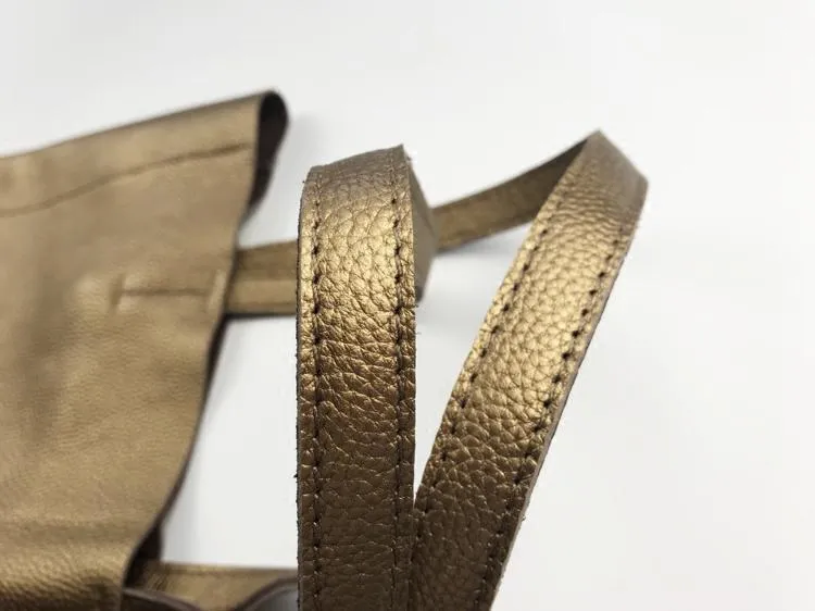 Fashion Womens Bronze Silver Leather Vertical Tote Bags Bronze Silver Shoulder Tote Bag Handbag Tote For Women