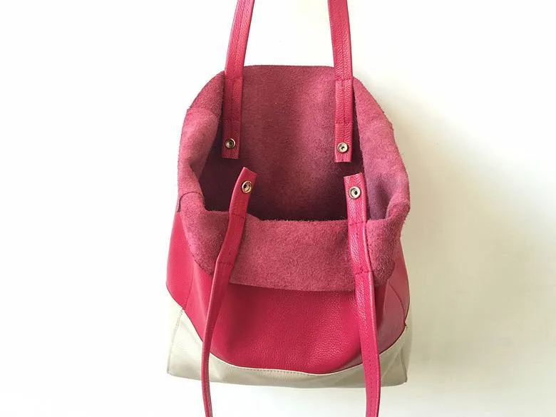 Fashion Womens Rose Red White Leather Vertical Tote Bags Rose Red White Shoulder Tote Bag Handbag Tote For Women