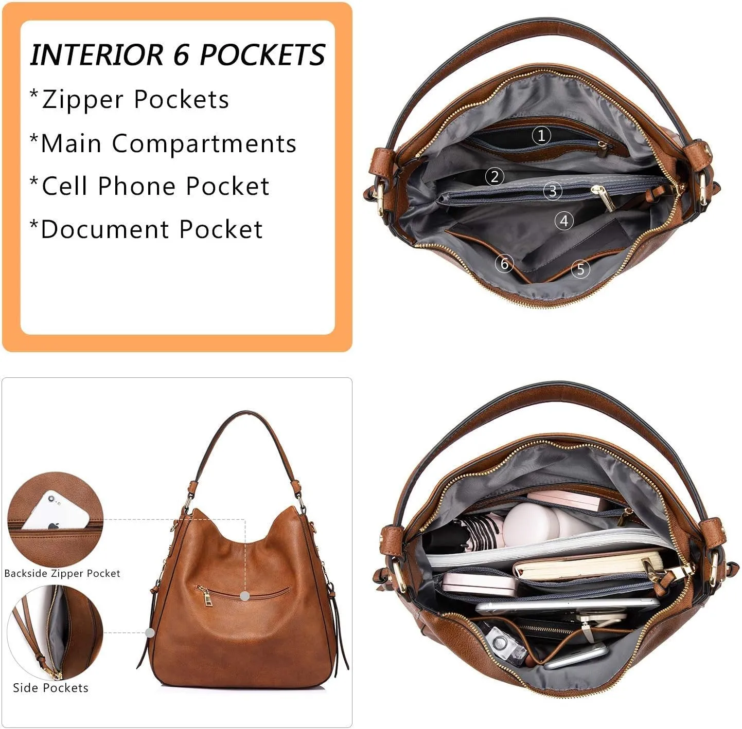 Faux Leather Handbags for Women, Large Designer Hobo bag Bucket