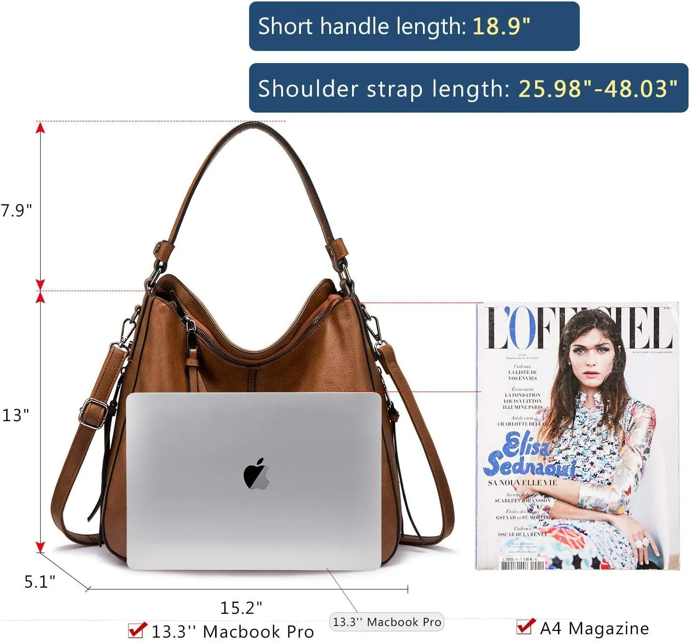 Faux Leather Handbags for Women, Large Designer Hobo bag Bucket