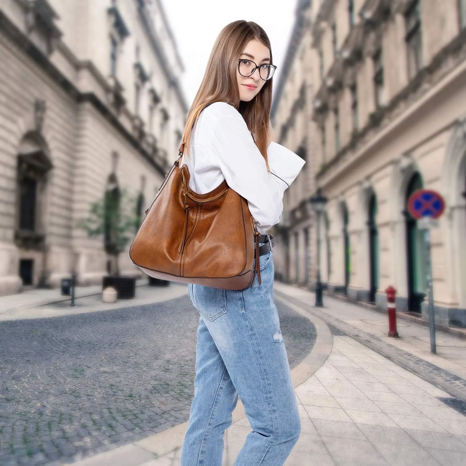 Faux Leather Handbags for Women, Large Designer Hobo bag Bucket