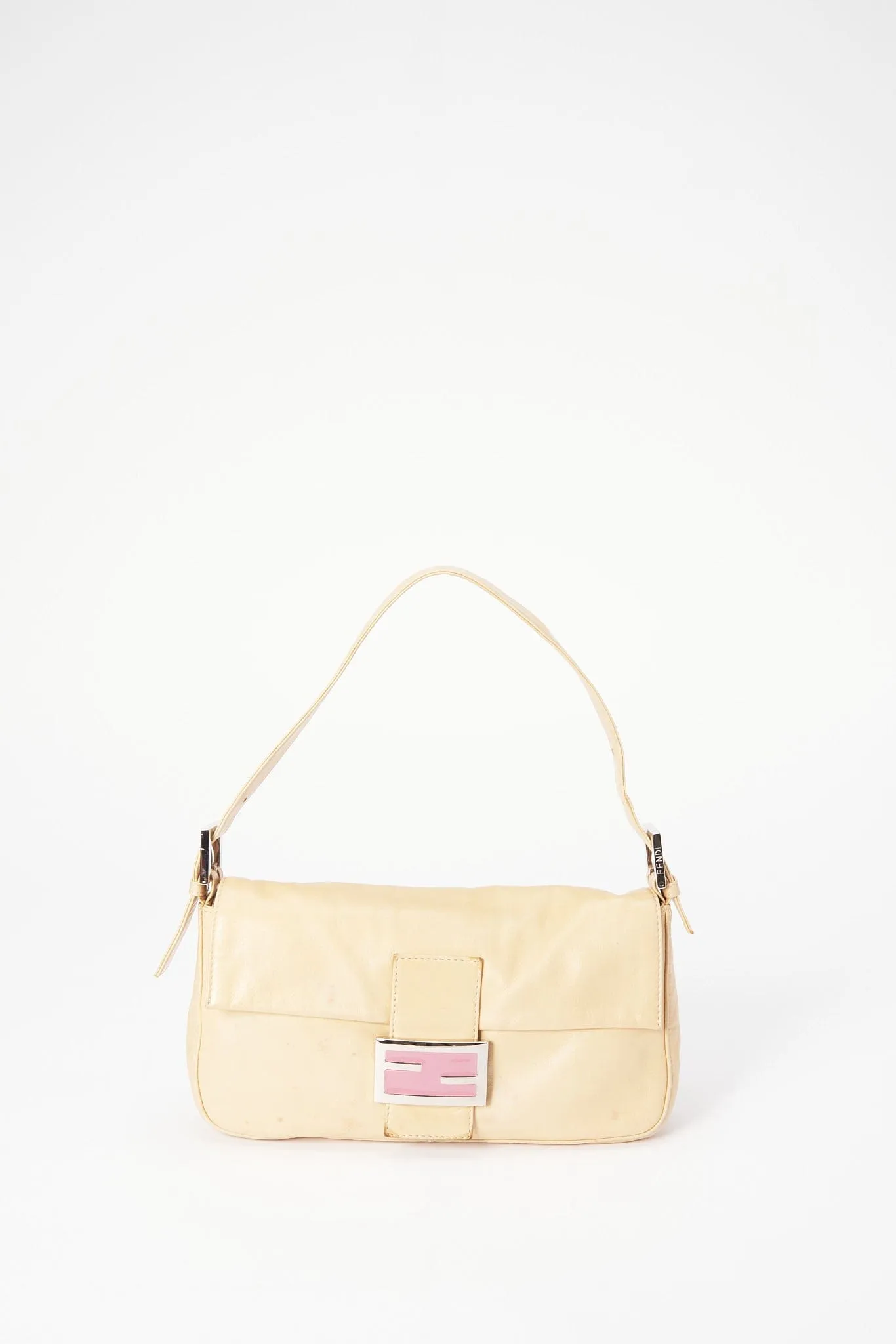 Fendi Cream Leather Baguette Bag
