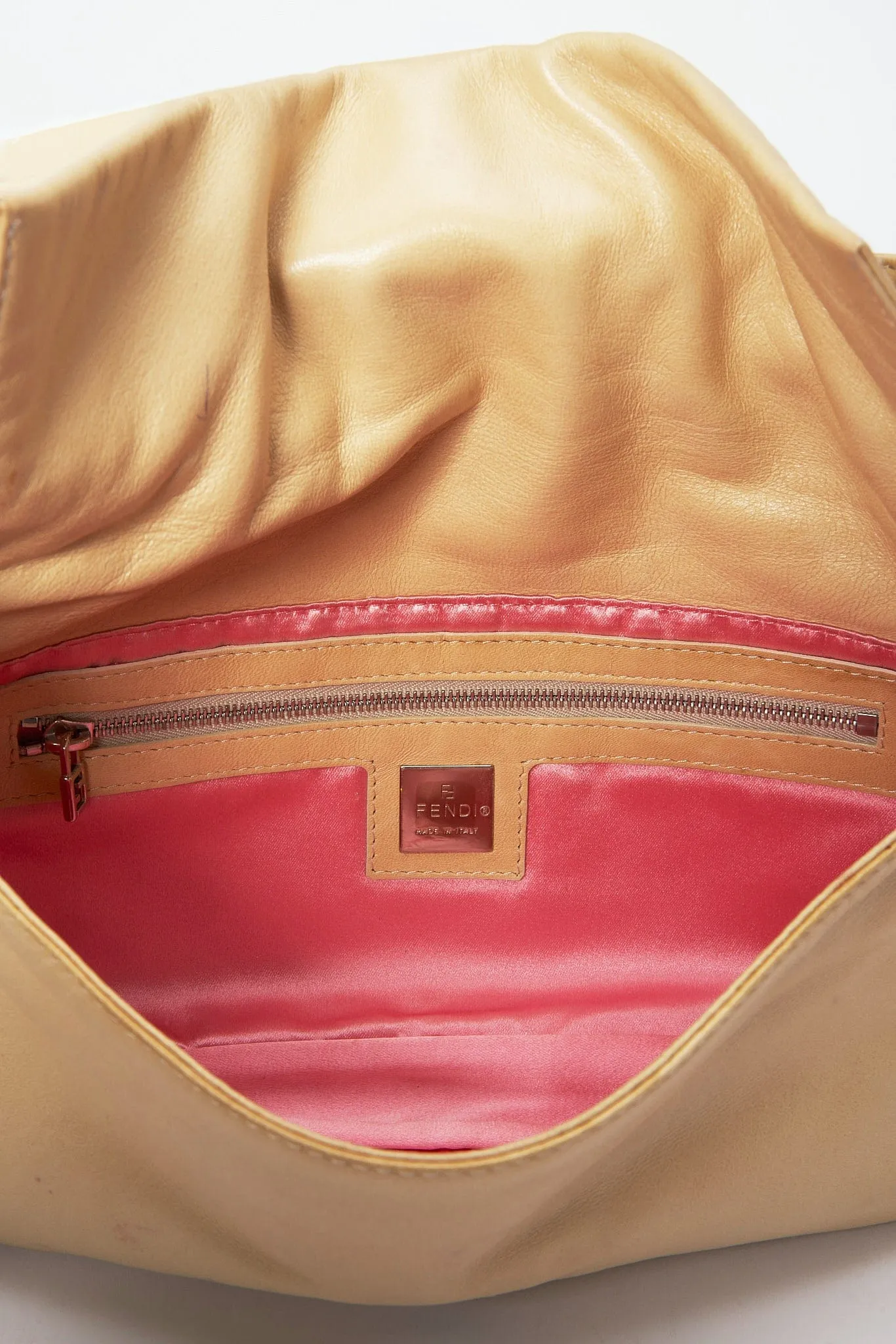 Fendi Cream Leather Baguette Bag