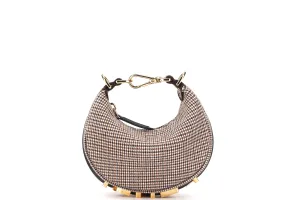 FENDI FENDIGRAPHY NANO (7AS089 AL9Z P·0189) BEIGE WOOL HOUNDSTOOTH MOTIF GOLD HARDWARE, WITH DUST COVER