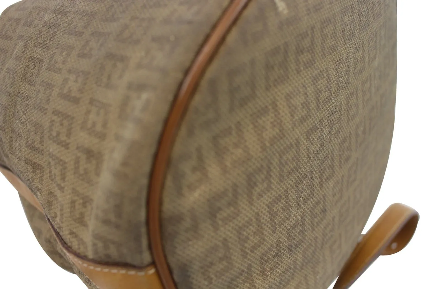 FENDI FF Leather Brown Bucket Shoulder Bag