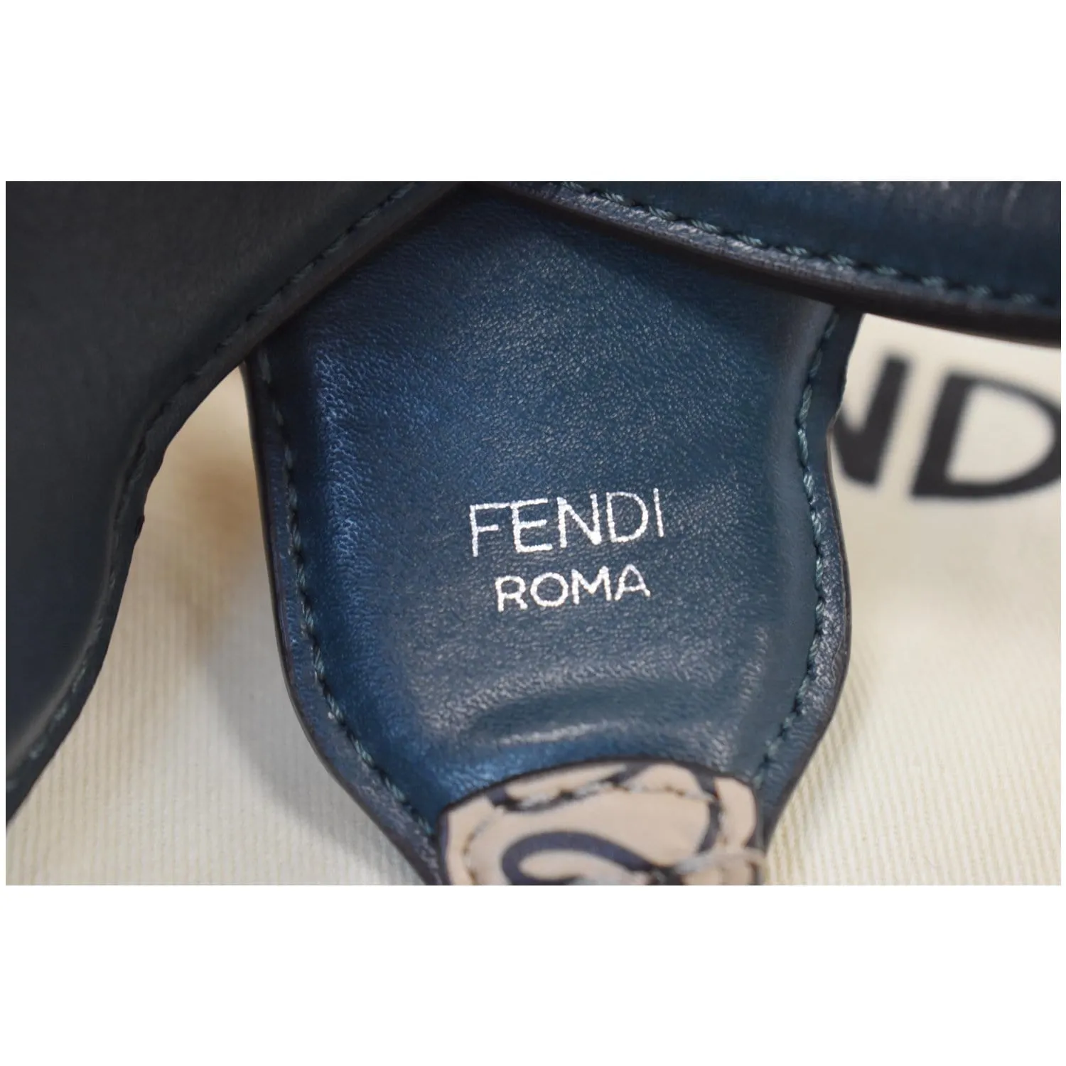 FENDI Heart Printed Leather Short Shoulder Strap Neutral