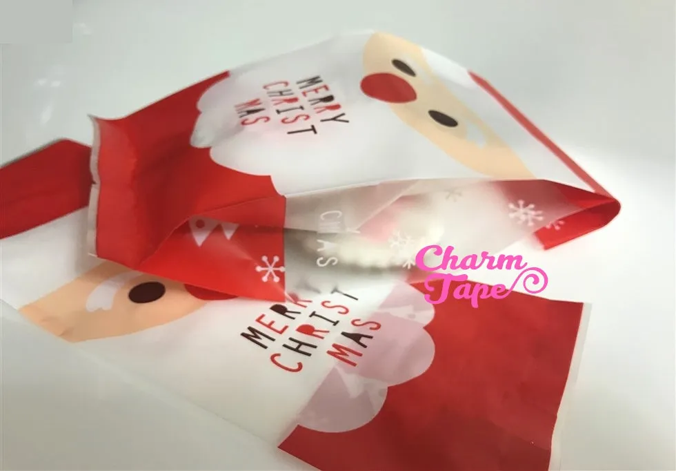 Festive Santa Gift Bags Packaging Cello Cookie bag - Favors Party bags 10/25 bags CB73