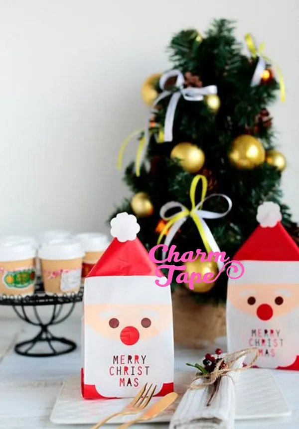 Festive Santa Gift Bags Packaging Cello Cookie bag - Favors Party bags 10/25 bags CB73