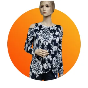 Filagree Long Sleeve Cold Shoulder Top