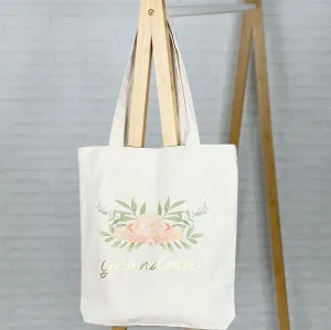 Floral Champagne Personalised Tote Bag
