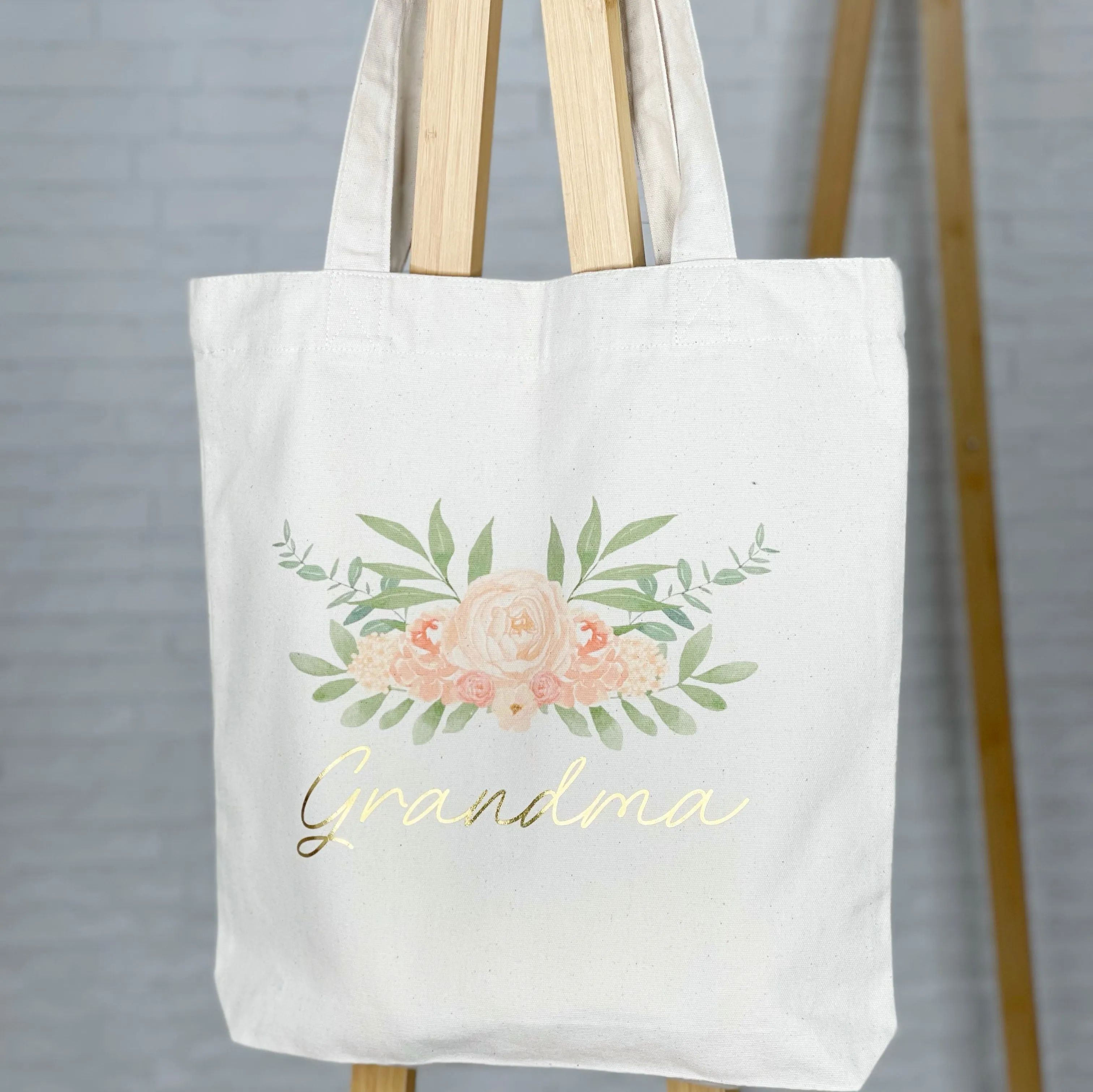 Floral Champagne Personalised Tote Bag
