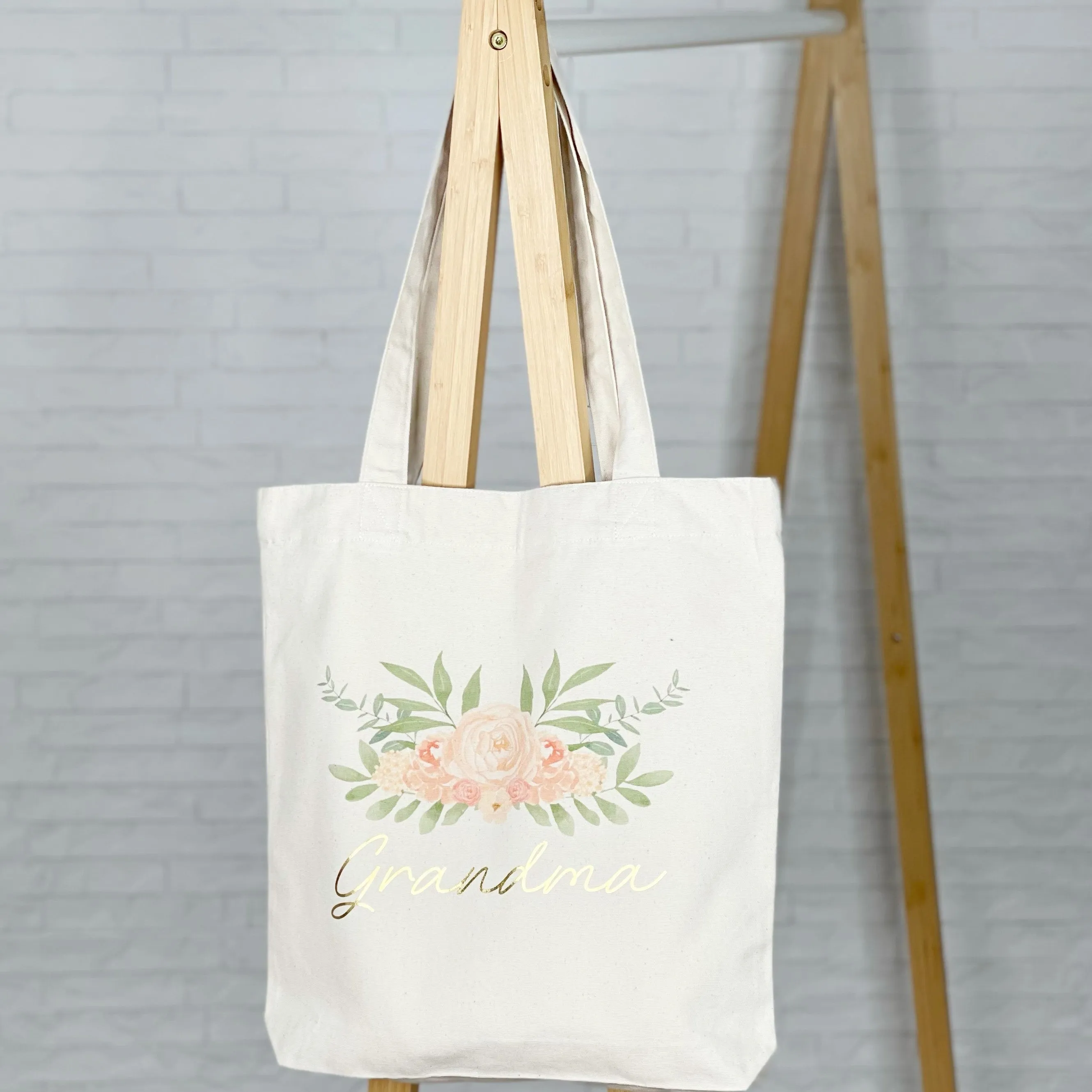 Floral Champagne Personalised Tote Bag