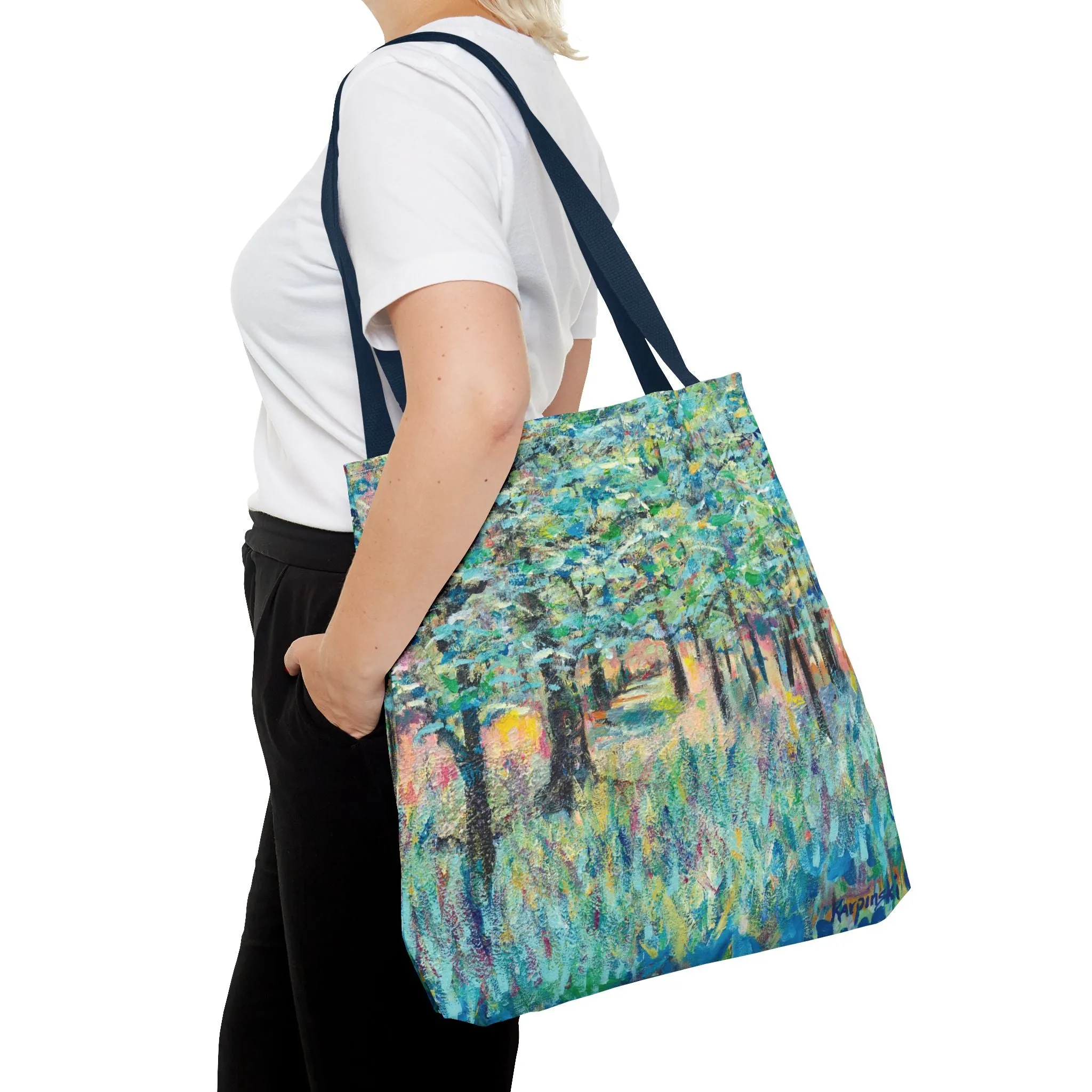Forest Tree Landscape Art Tote Bag Canvas Shopping Bag - Field of Trees 1 - Leslie Karpinski