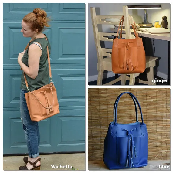 Frankie Tote - Leather Drawstring tote