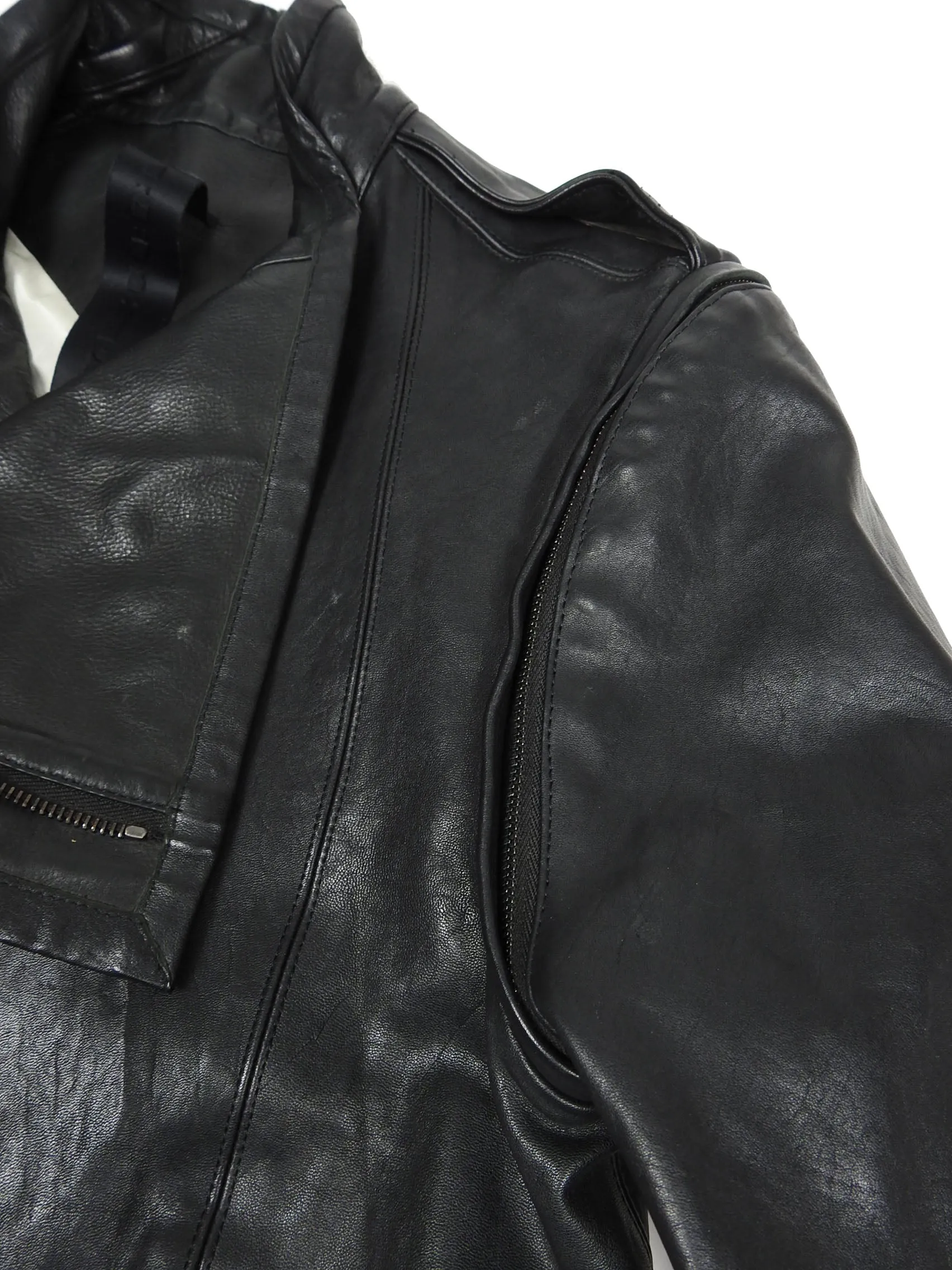 Gareth Pugh Leather Jacket with Detachable Sleeves Size 46