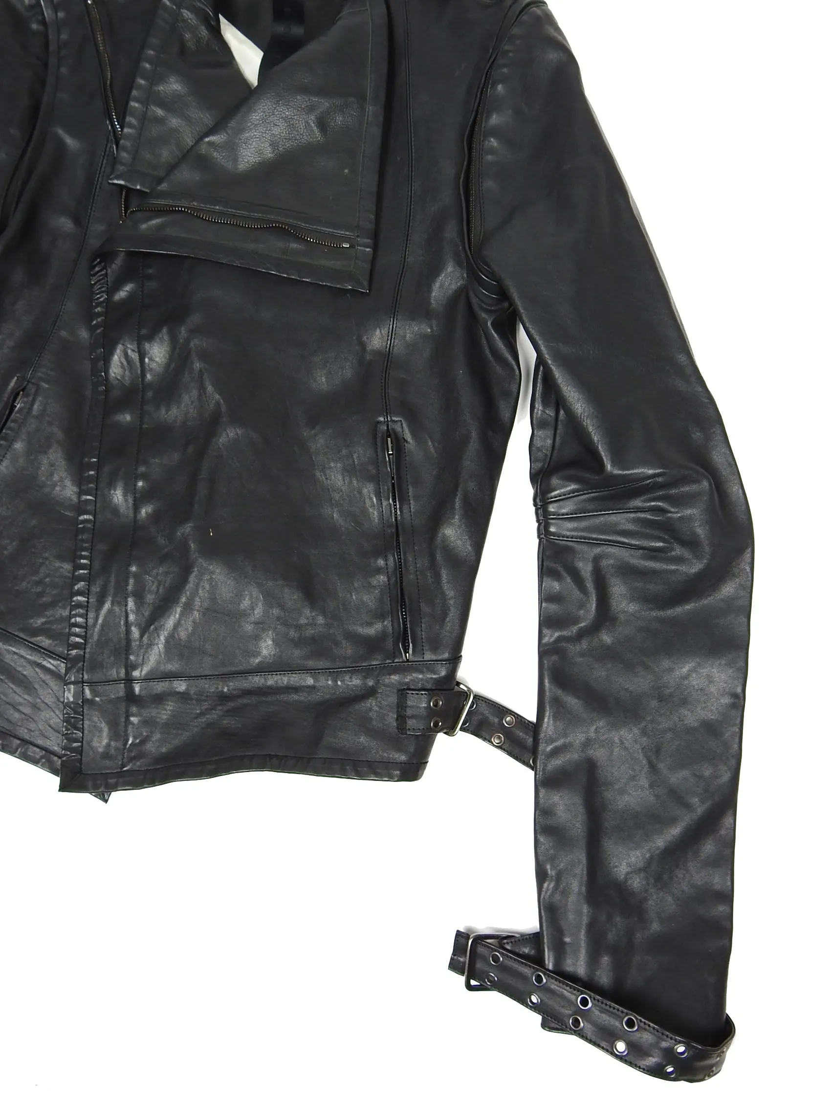 Gareth Pugh Leather Jacket with Detachable Sleeves Size 46