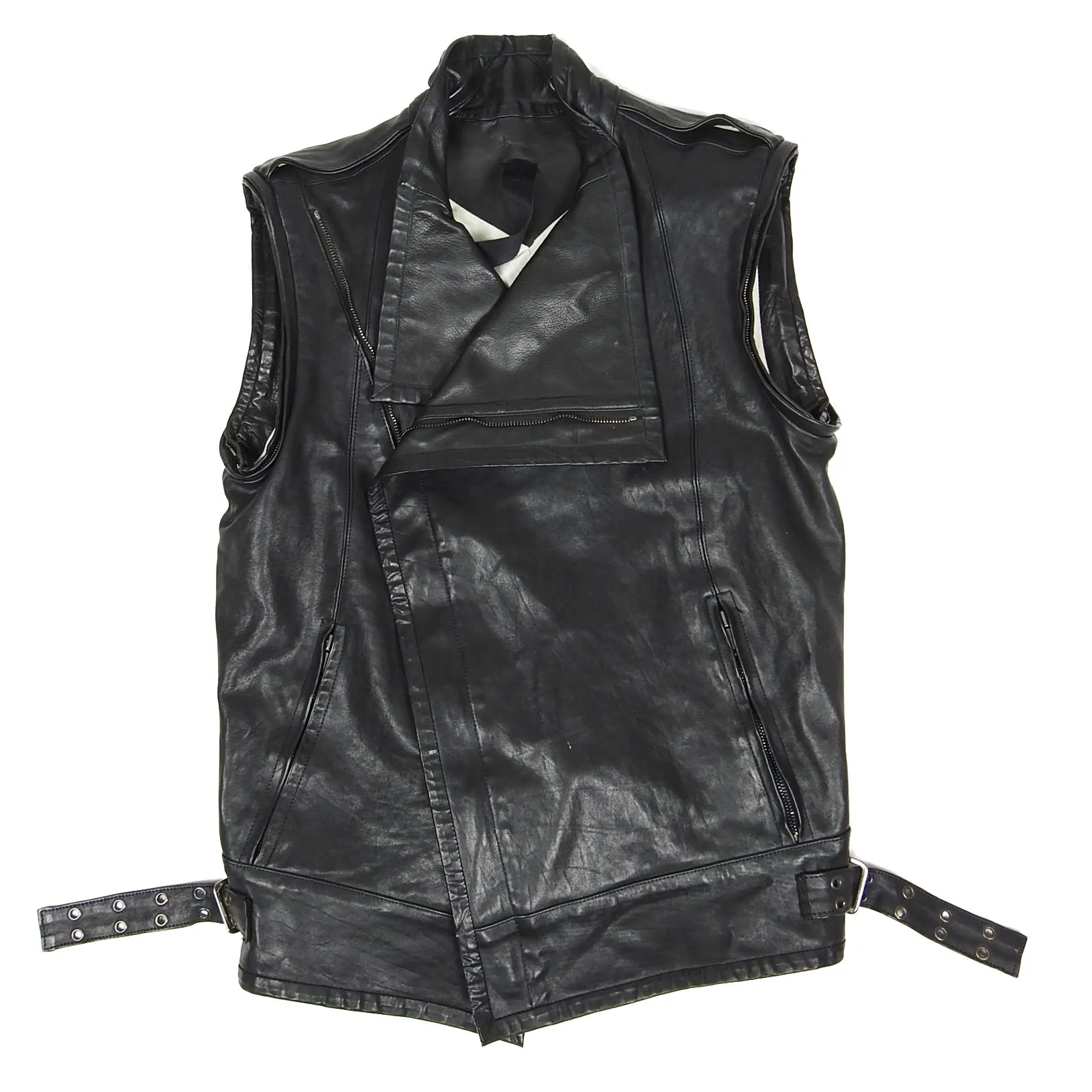 Gareth Pugh Leather Jacket with Detachable Sleeves Size 46