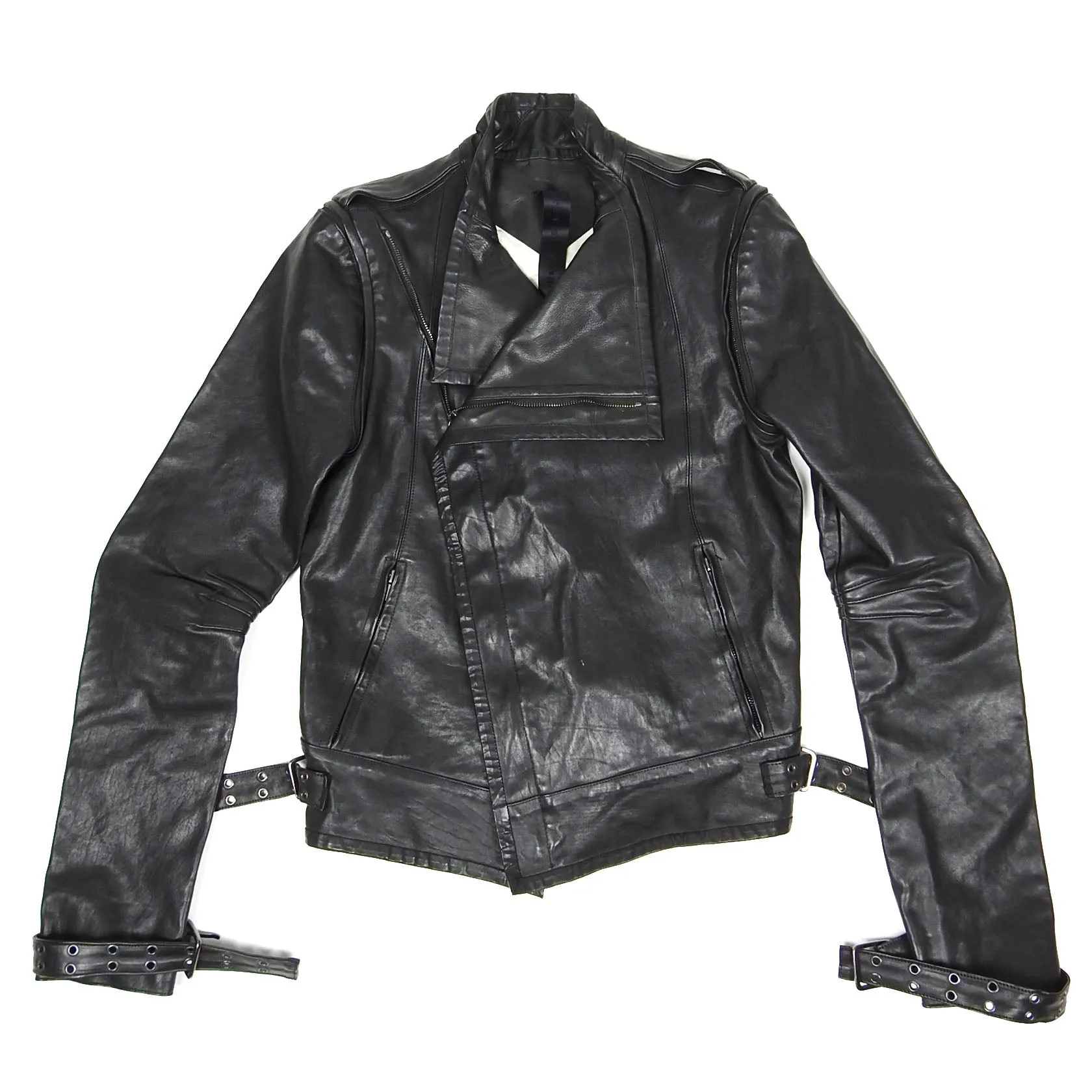 Gareth Pugh Leather Jacket with Detachable Sleeves Size 46