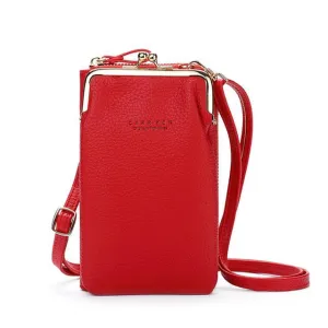 Geestock Women Phone Crossbody Bag PU Leather MINI Shoulder Messenger Bag Large Capacity Travel Portable Coin Purse Card Pouch