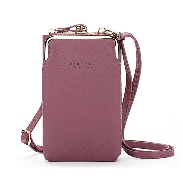 Geestock Women Phone Crossbody Bag PU Leather MINI Shoulder Messenger Bag Large Capacity Travel Portable Coin Purse Card Pouch
