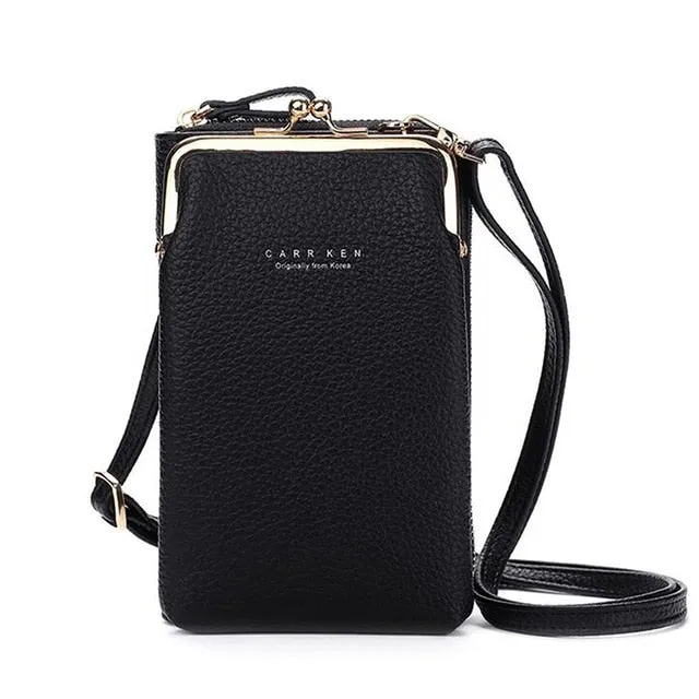 Geestock Women Phone Crossbody Bag PU Leather MINI Shoulder Messenger Bag Large Capacity Travel Portable Coin Purse Card Pouch