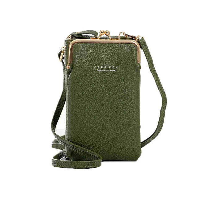 Geestock Women Phone Crossbody Bag PU Leather MINI Shoulder Messenger Bag Large Capacity Travel Portable Coin Purse Card Pouch