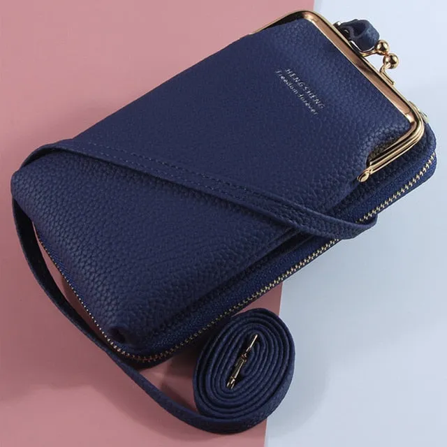 Geestock Women Phone Crossbody Bag PU Leather MINI Shoulder Messenger Bag Large Capacity Travel Portable Coin Purse Card Pouch
