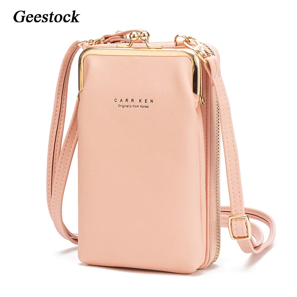 Geestock Women Phone Crossbody Bag PU Leather MINI Shoulder Messenger Bag Large Capacity Travel Portable Coin Purse Card Pouch
