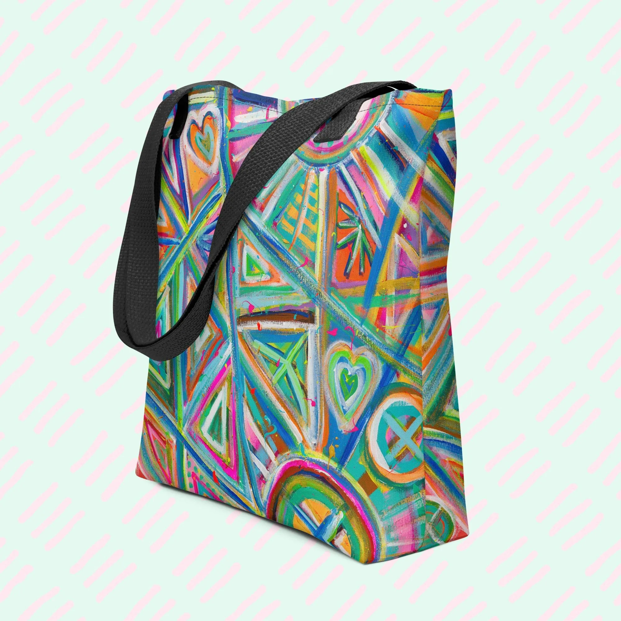 Geometric Rainbow Tote Bag