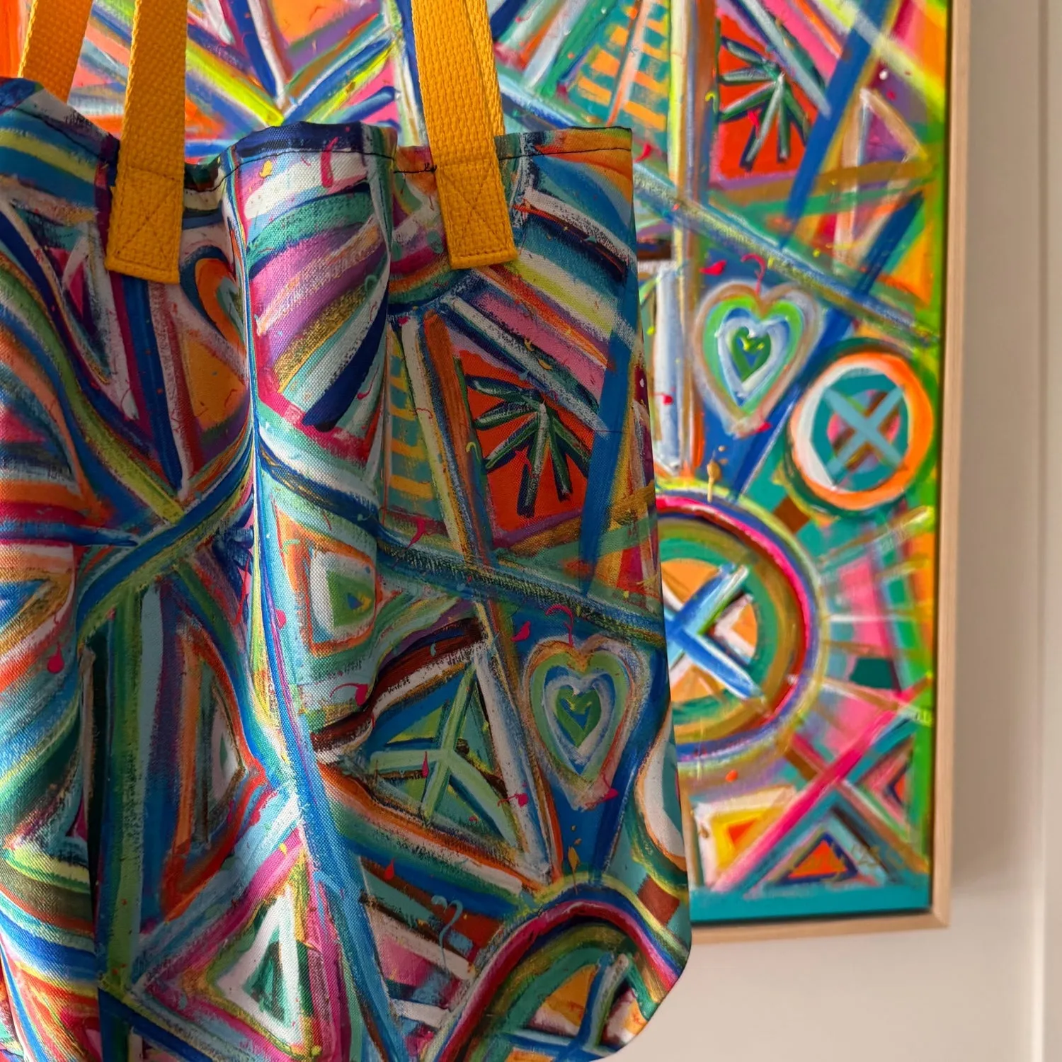 Geometric Rainbow Tote Bag