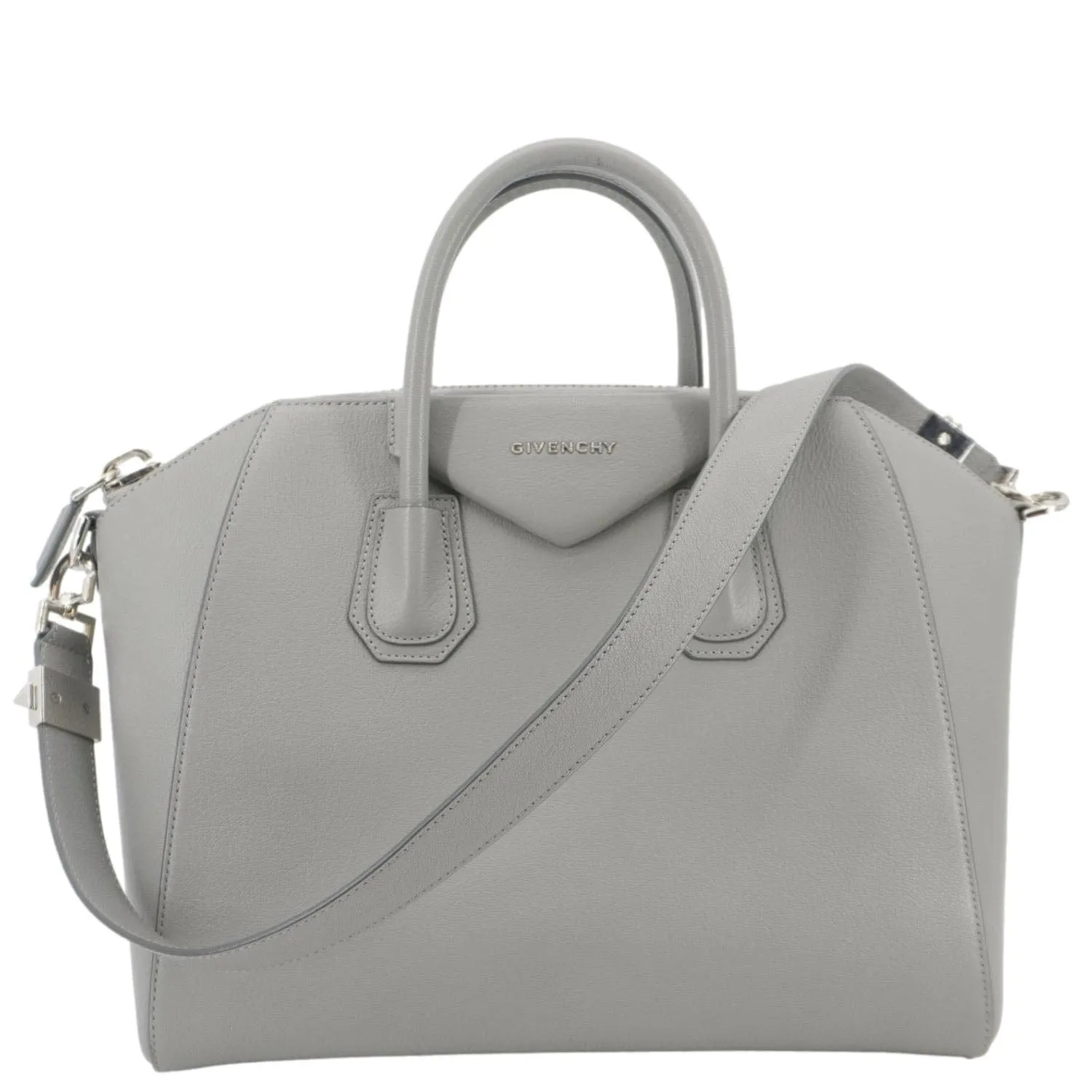 GIVENCHY Antigona Leather Shoulder Bag Gray