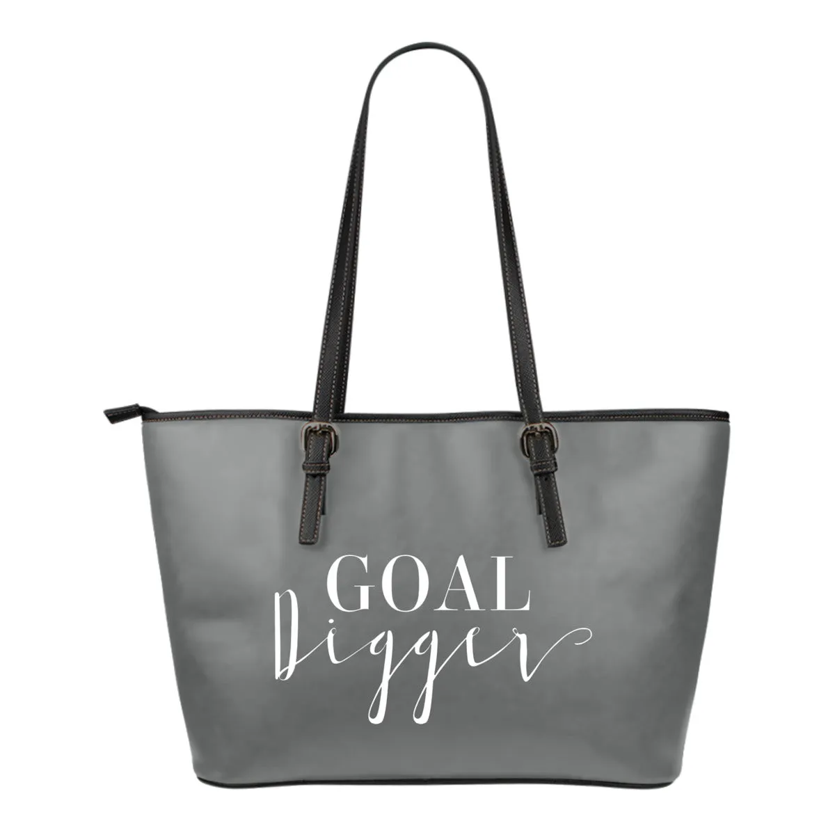 Goal Digger Tote Bags 6 Color Choices Vegan Leather Zipper Closure