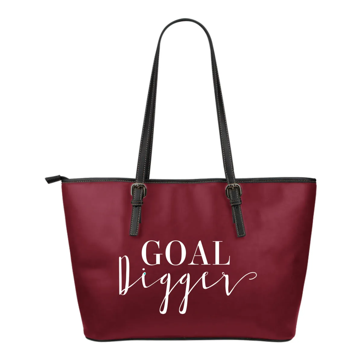 Goal Digger Tote Bags 6 Color Choices Vegan Leather Zipper Closure