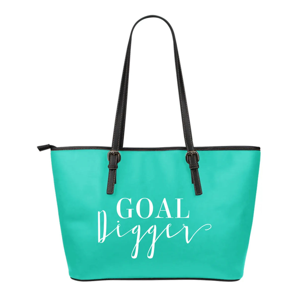 Goal Digger Tote Bags 6 Color Choices Vegan Leather Zipper Closure