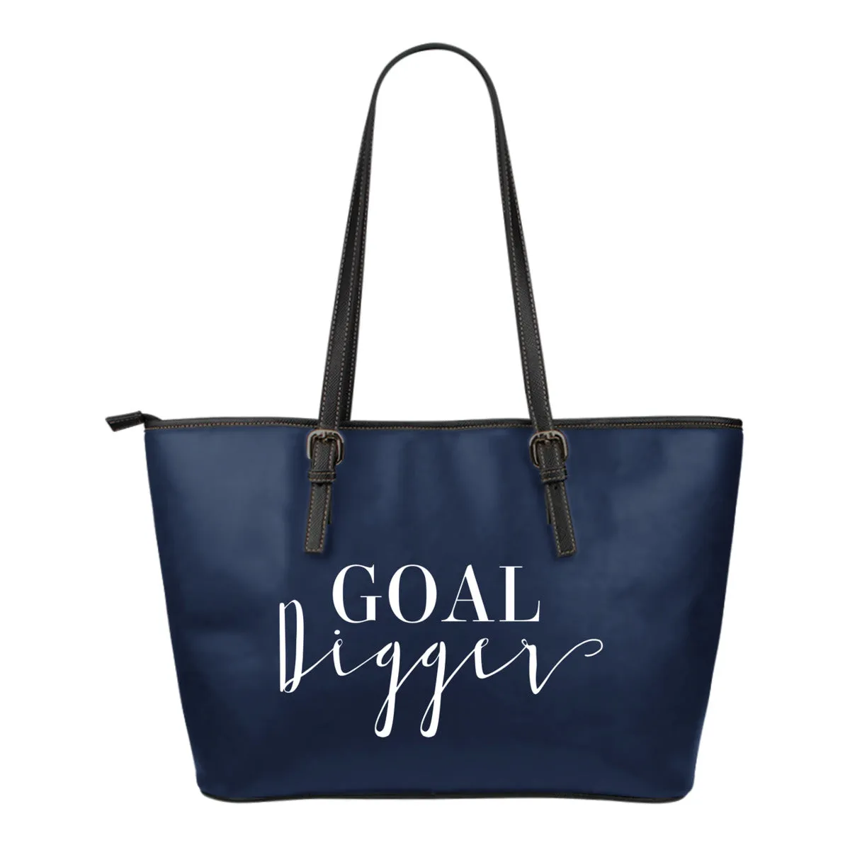 Goal Digger Tote Bags 6 Color Choices Vegan Leather Zipper Closure