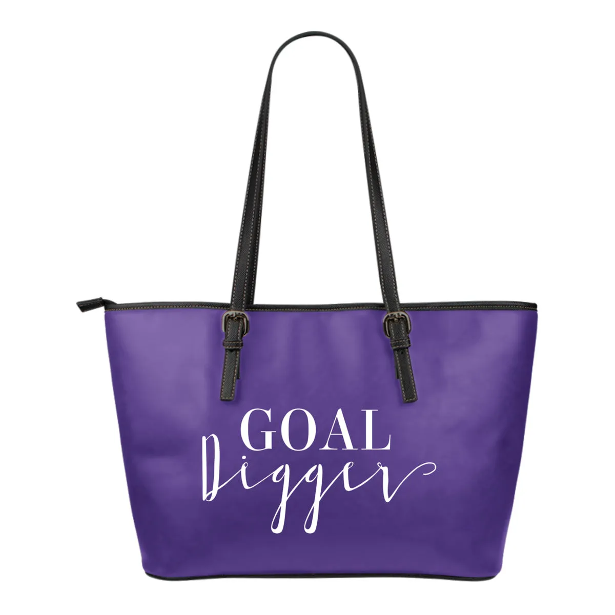 Goal Digger Tote Bags 6 Color Choices Vegan Leather Zipper Closure