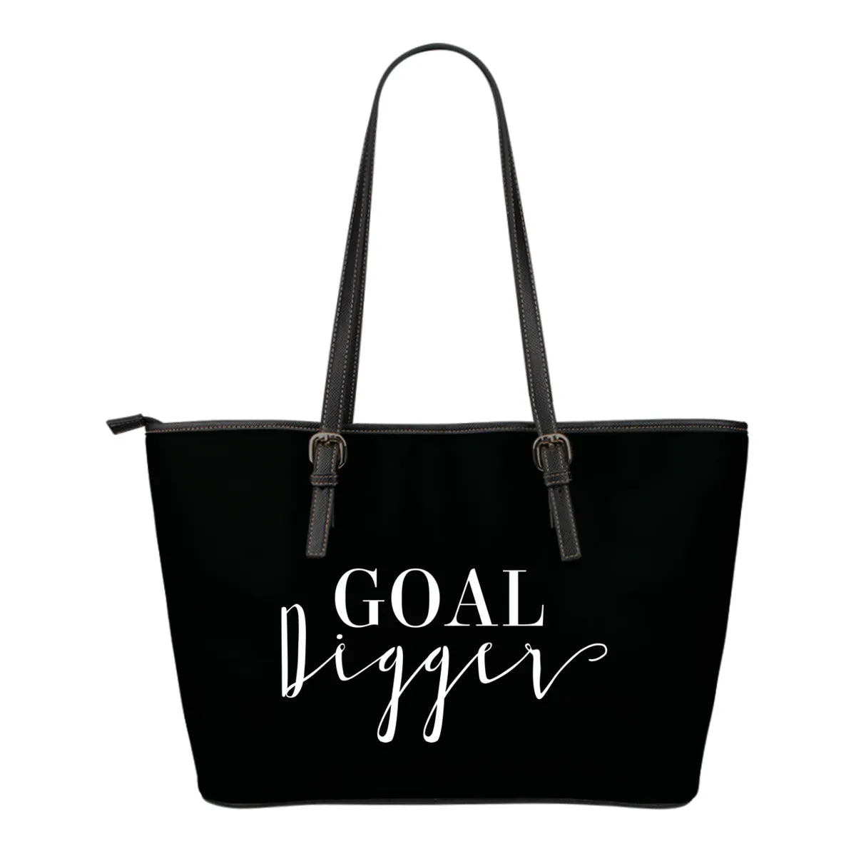 Goal Digger Tote Bags 6 Color Choices Vegan Leather Zipper Closure