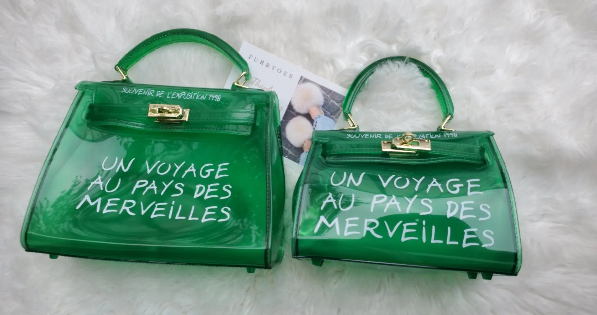Green Candy colored transparent bag