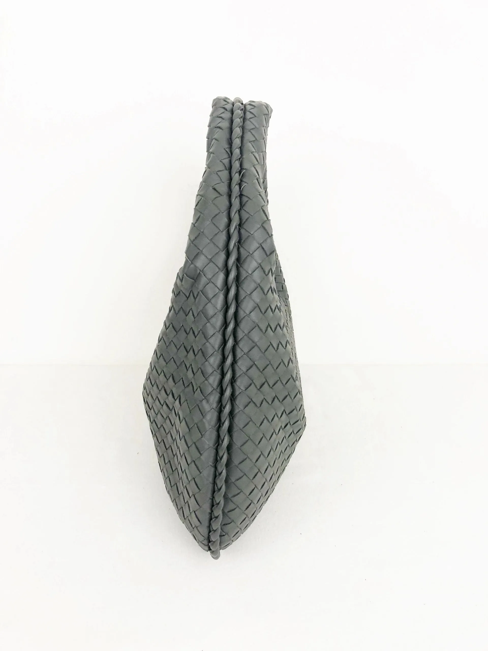 Grey Intrecciato Hobo Bag