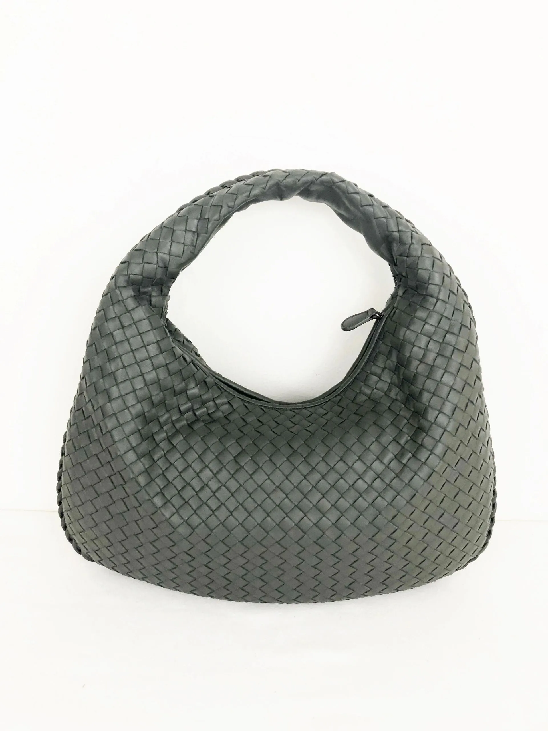 Grey Intrecciato Hobo Bag