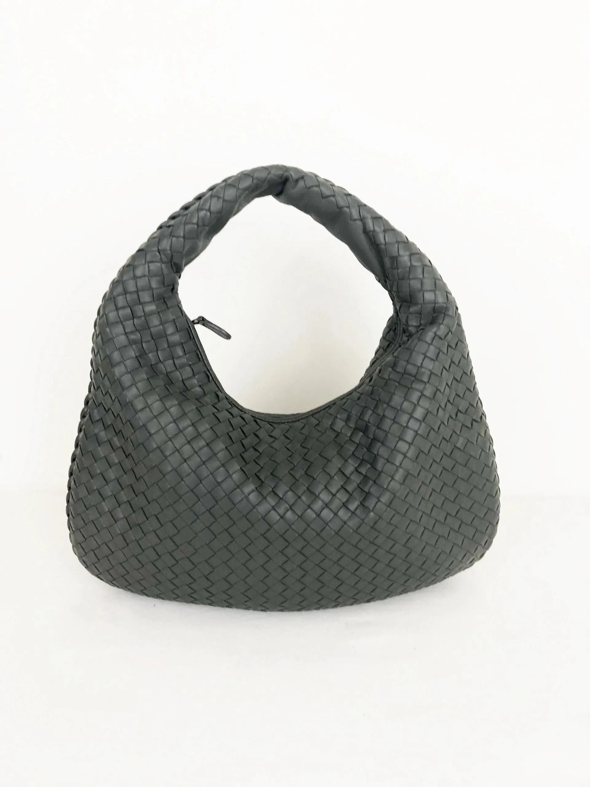 Grey Intrecciato Hobo Bag