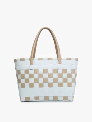 Grey/Tan Basketweave Tote
