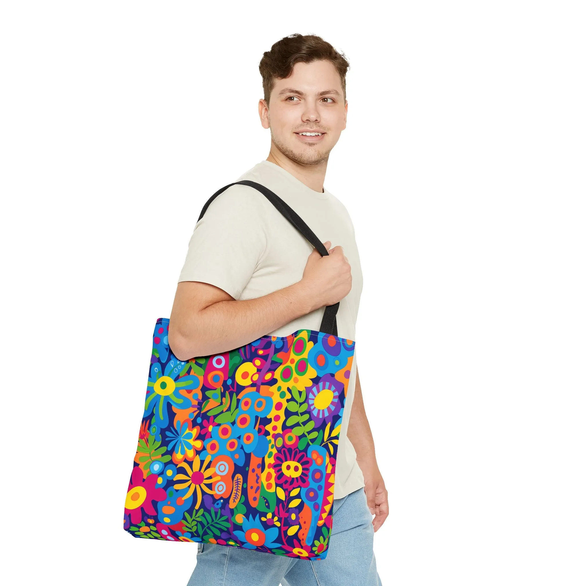 Groovy Garden Tote Bag - Bring Retro Vibes to Life with Every Step! Available in 3 sizes.
