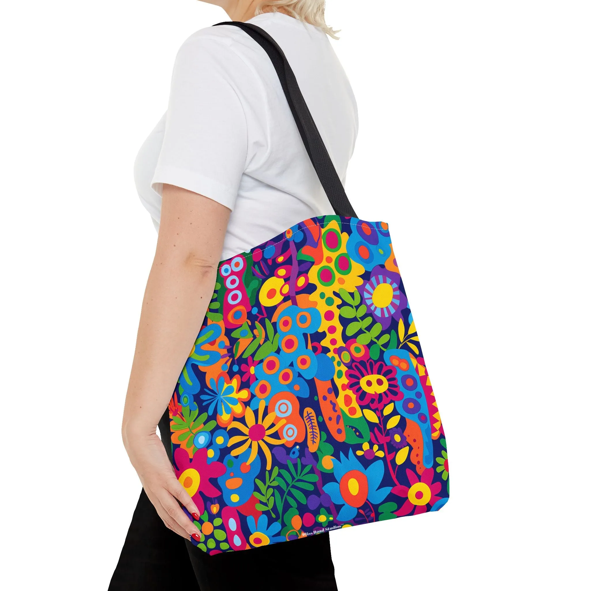 Groovy Garden Tote Bag - Bring Retro Vibes to Life with Every Step! Available in 3 sizes.