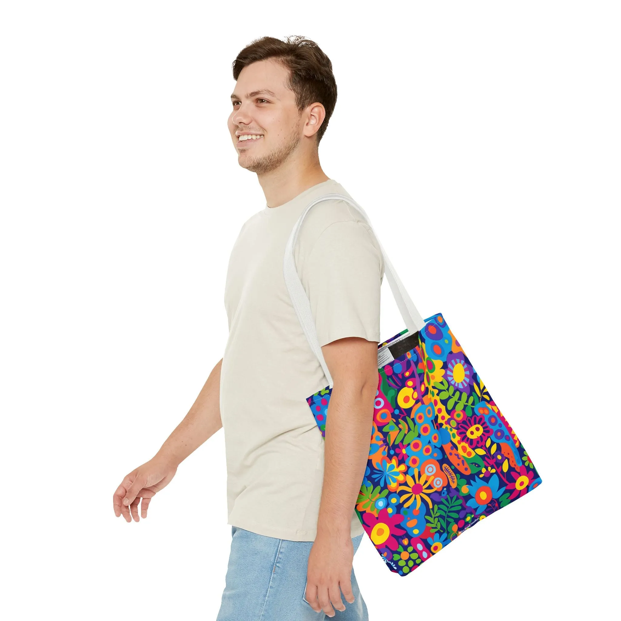 Groovy Garden Tote Bag - Bring Retro Vibes to Life with Every Step! Available in 3 sizes.