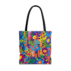 Groovy Garden Tote Bag - Bring Retro Vibes to Life with Every Step! Available in 3 sizes.