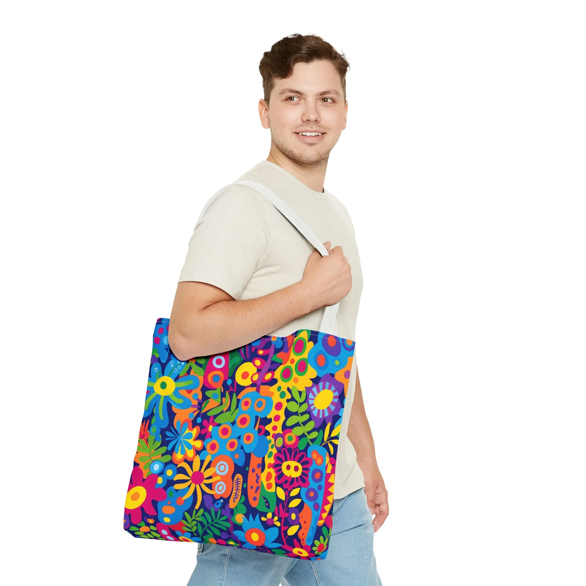 Groovy Garden Tote Bag - Bring Retro Vibes to Life with Every Step! Available in 3 sizes.
