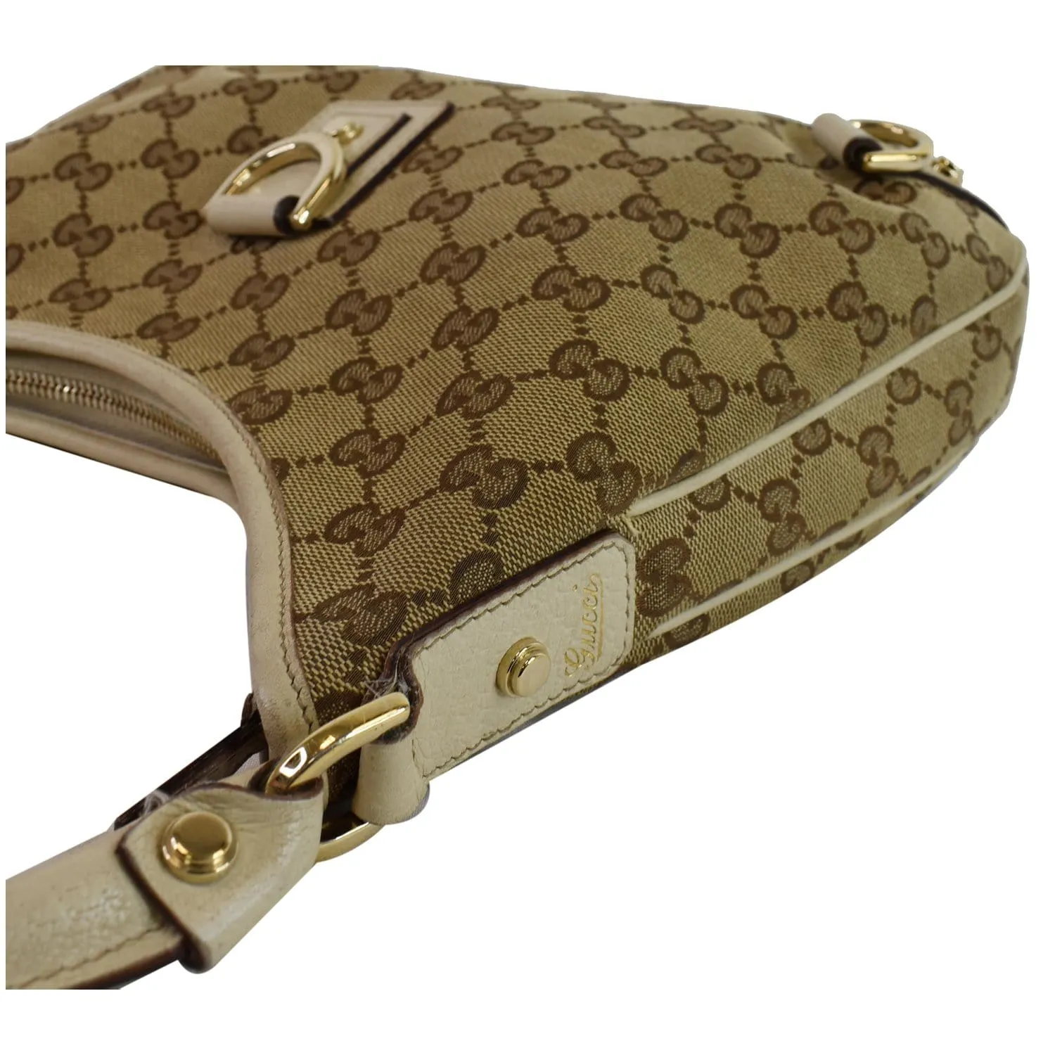 GUCCI Abbey GG Canvas D Ring GG Canvas Hobo Bag Beige 130738
