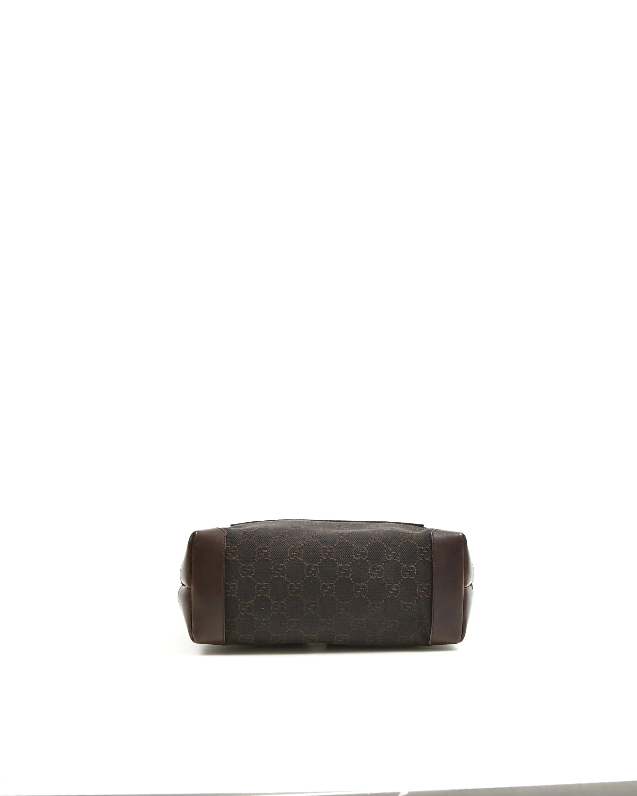 Gucci Brown Monogram GG Canvas Leather Pocket Shoulder Bag Tote