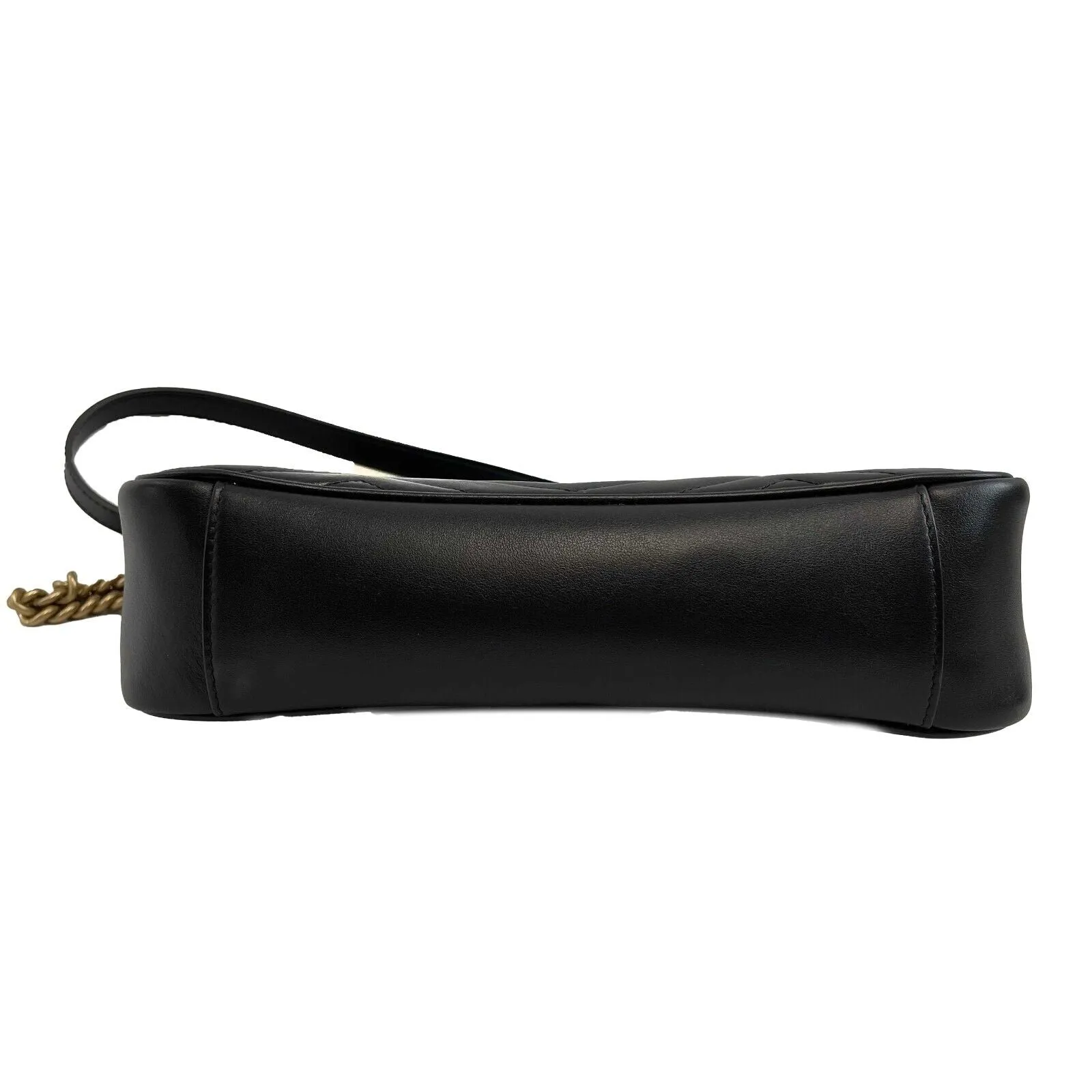 Gucci Excellent Small GG Marmont Flap Matelasse Black Crossbody Bag
